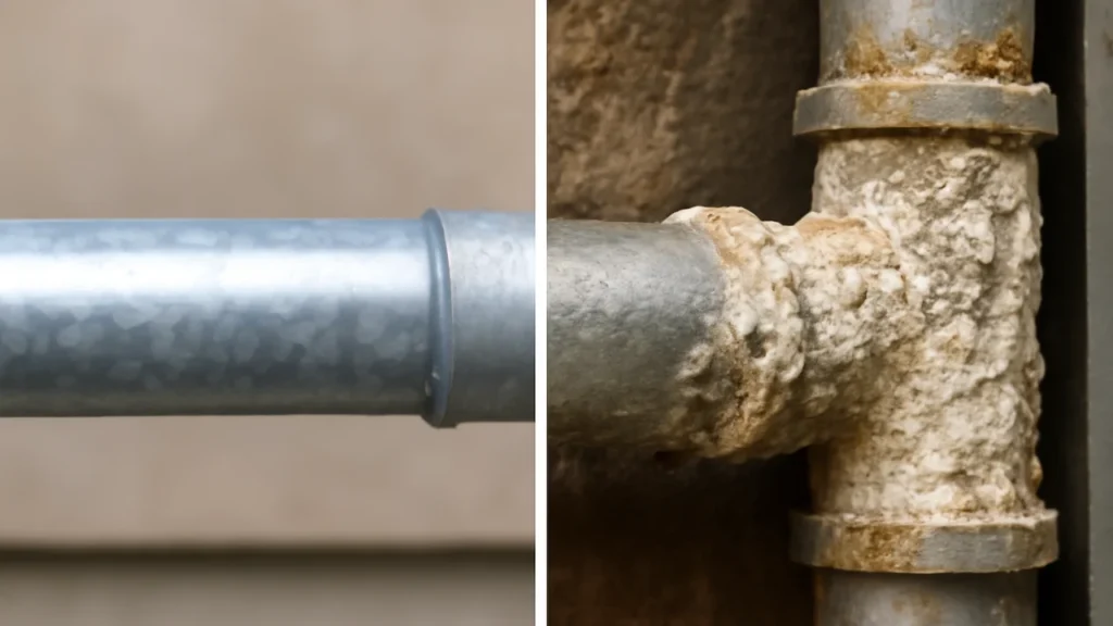new Galvanized Pipe view with Corruded pipe