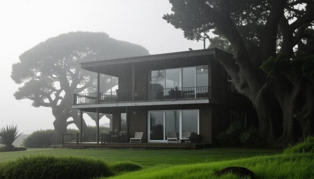 Foggy coastal home
