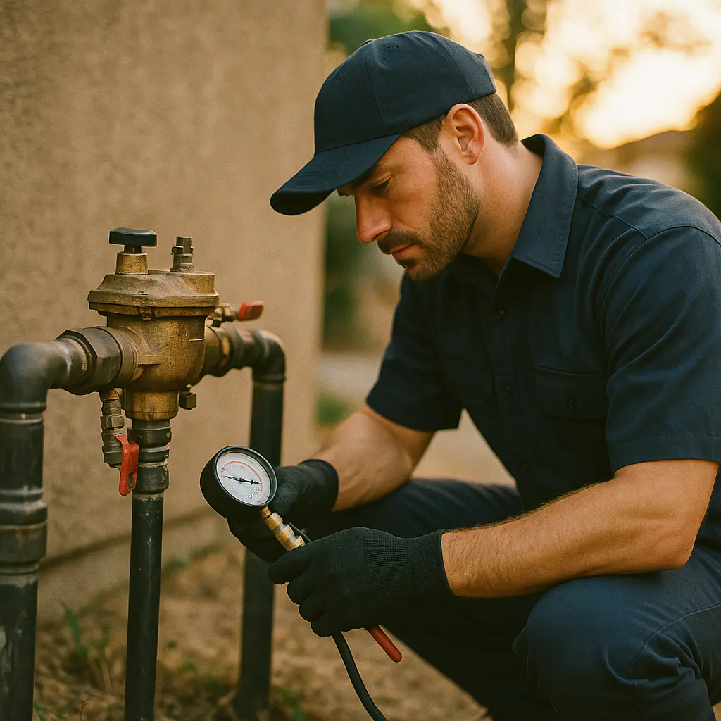 plumber inspecting a Control valve