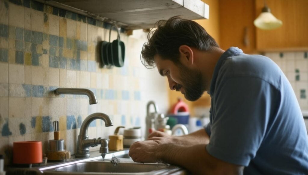 Plumber fixing leak
