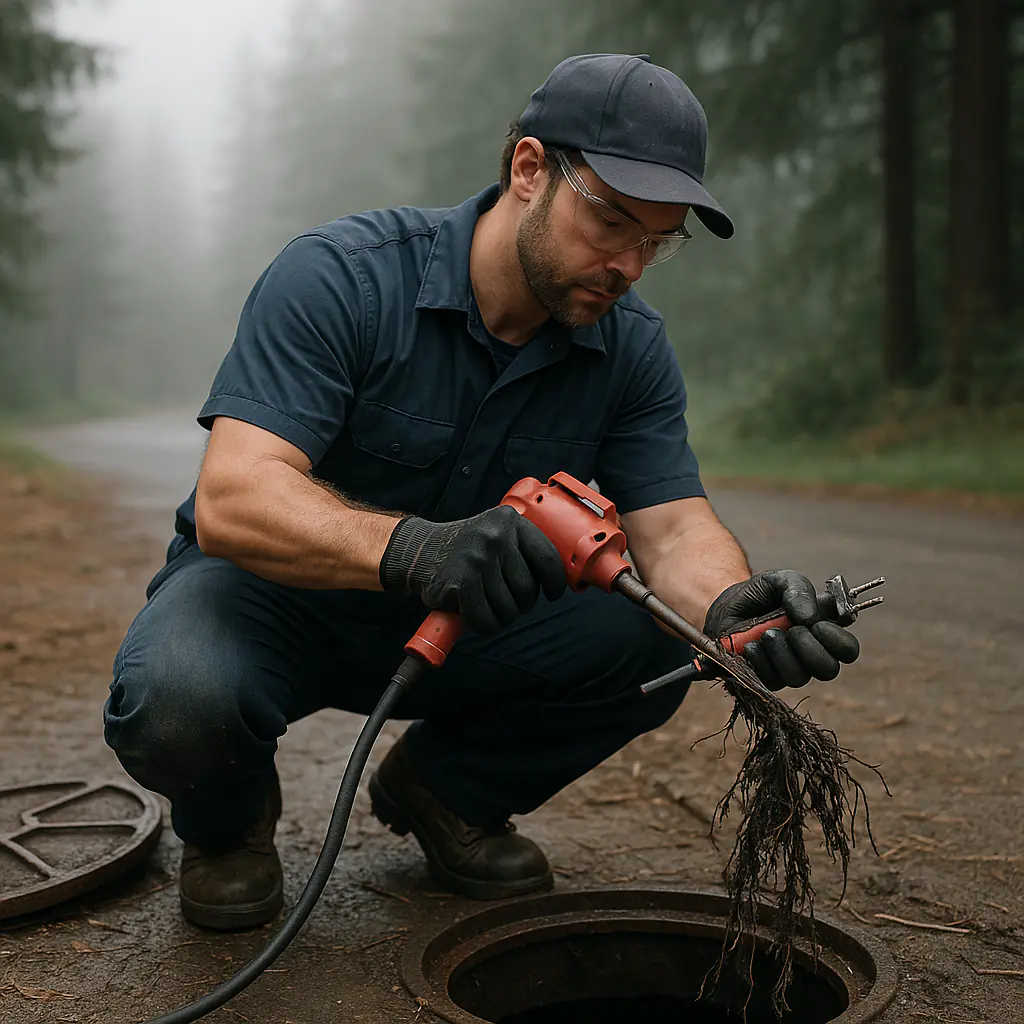 cleaning the sewer line