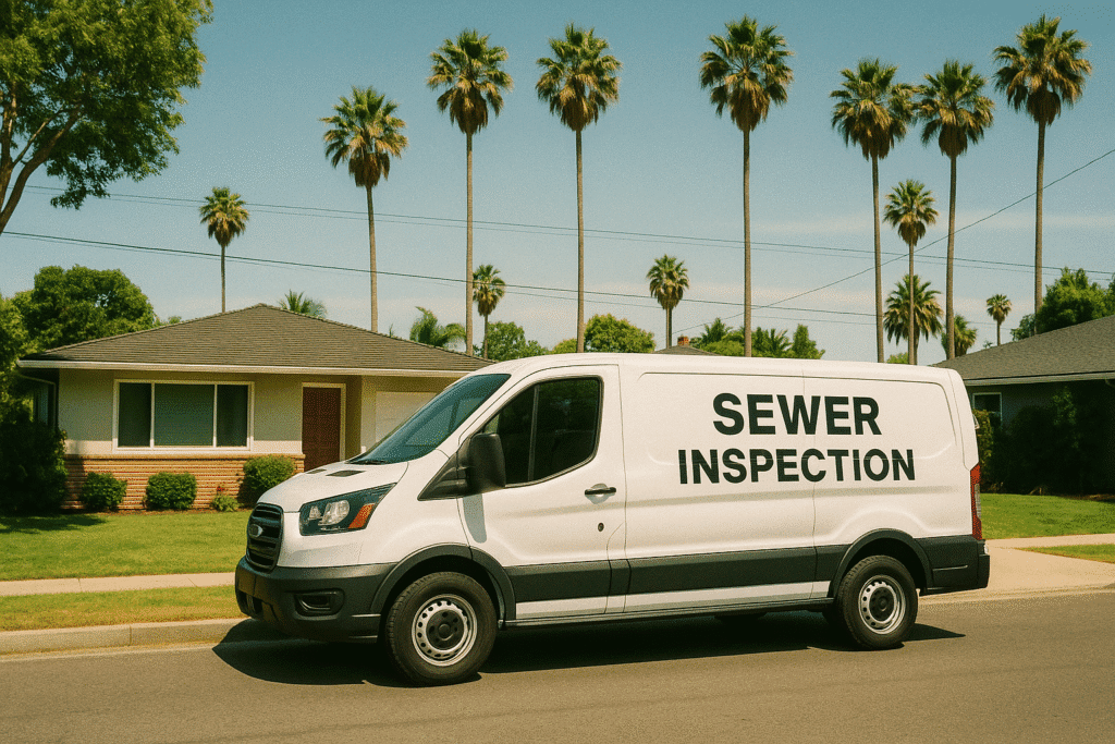 plumbers van at residential area