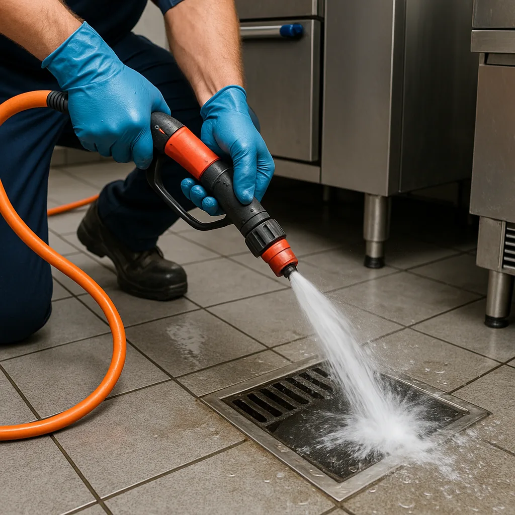 pressure washing the drains