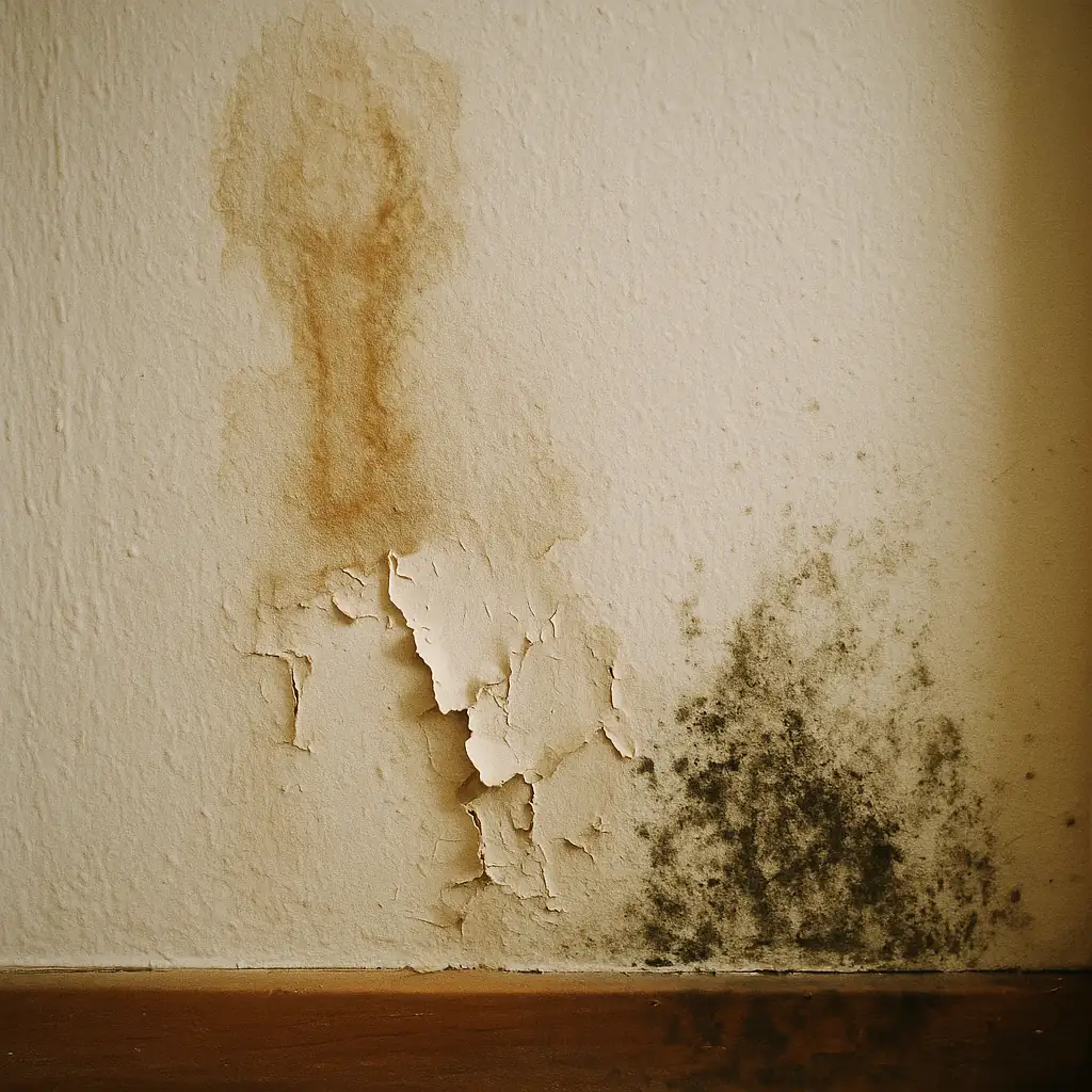 Interior wall damage from hidden pipe leak