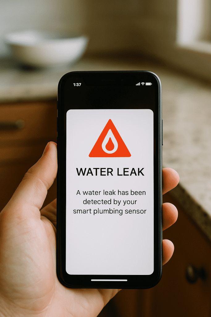 real-time water leak alert from a smart plumbing sensor.