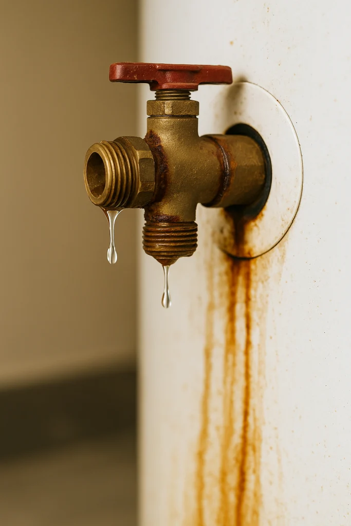 rusty water heater valve leaking slightly