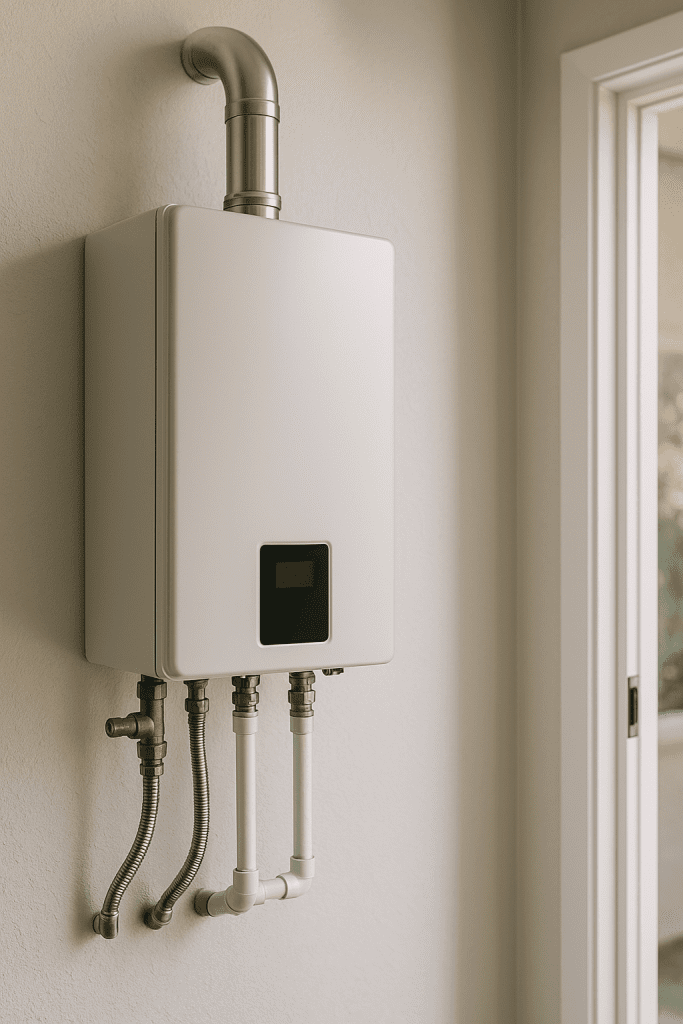 sleek wall-mounted tankless water heater