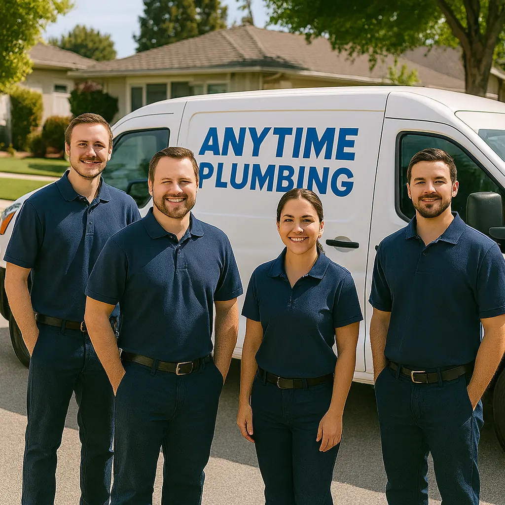 Professional plumbing team in uniforms