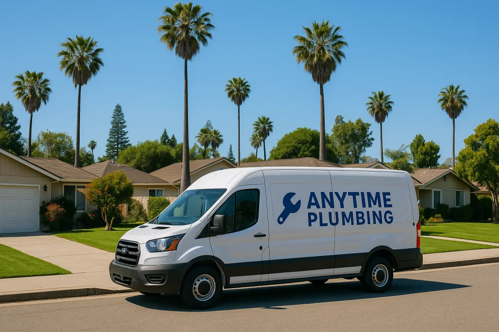 anytime plumbing van parked