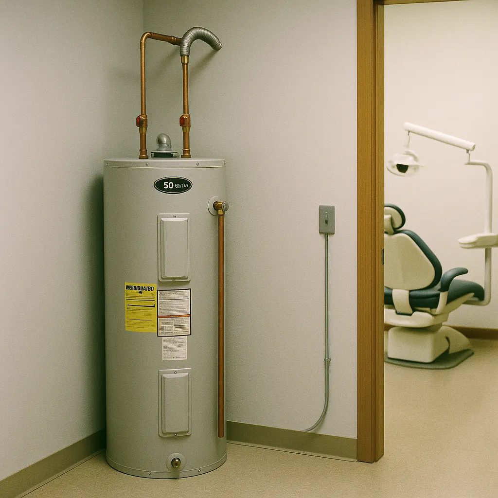 50-gallon electric commercial water heater installed