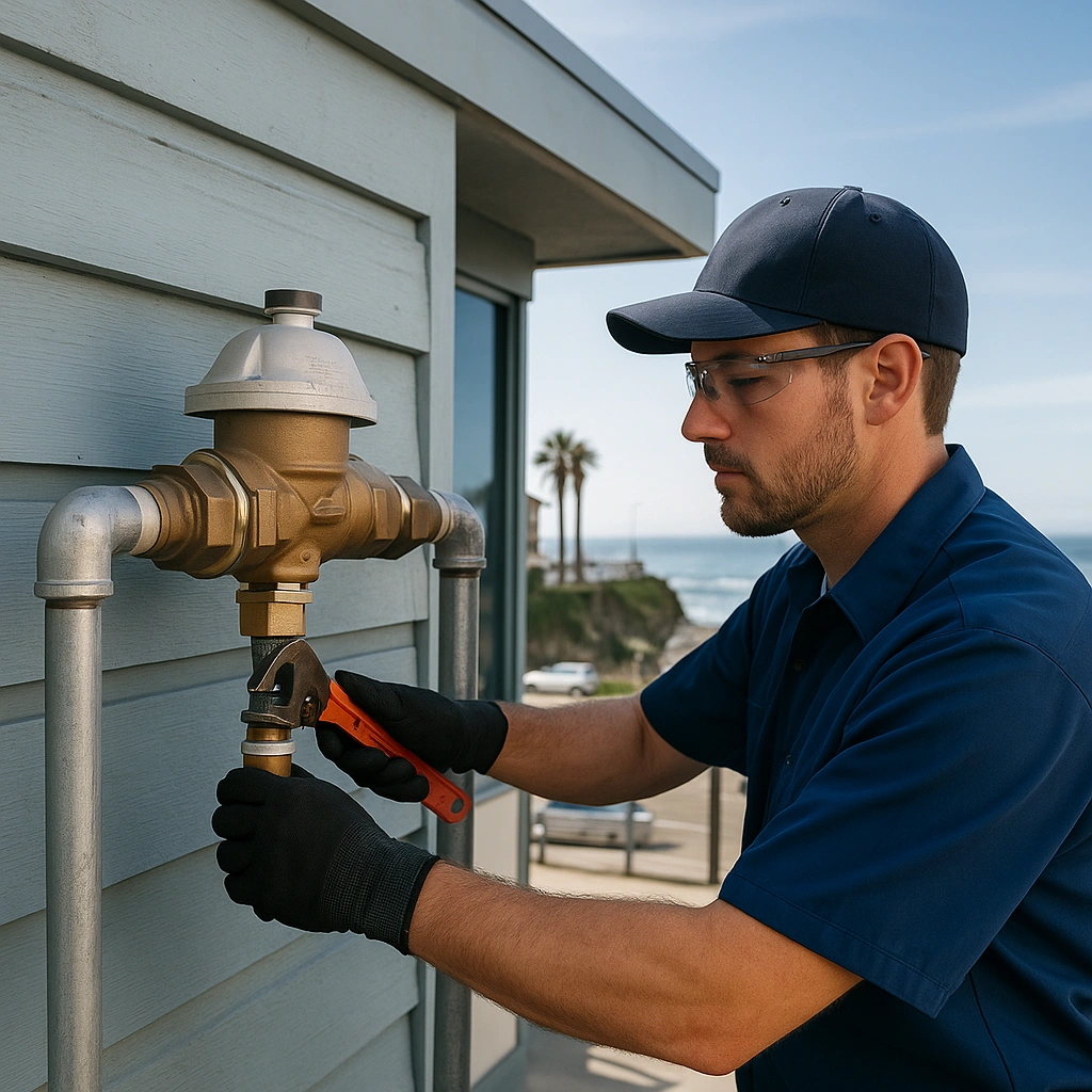 a plumber working on outdoor plumber
