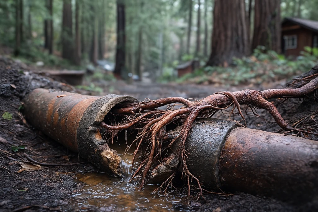 broken pipe because of root intrusion