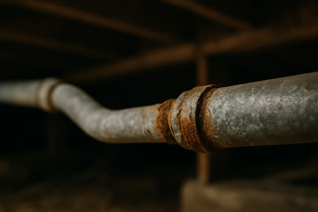old galvanized pipe with corrosion