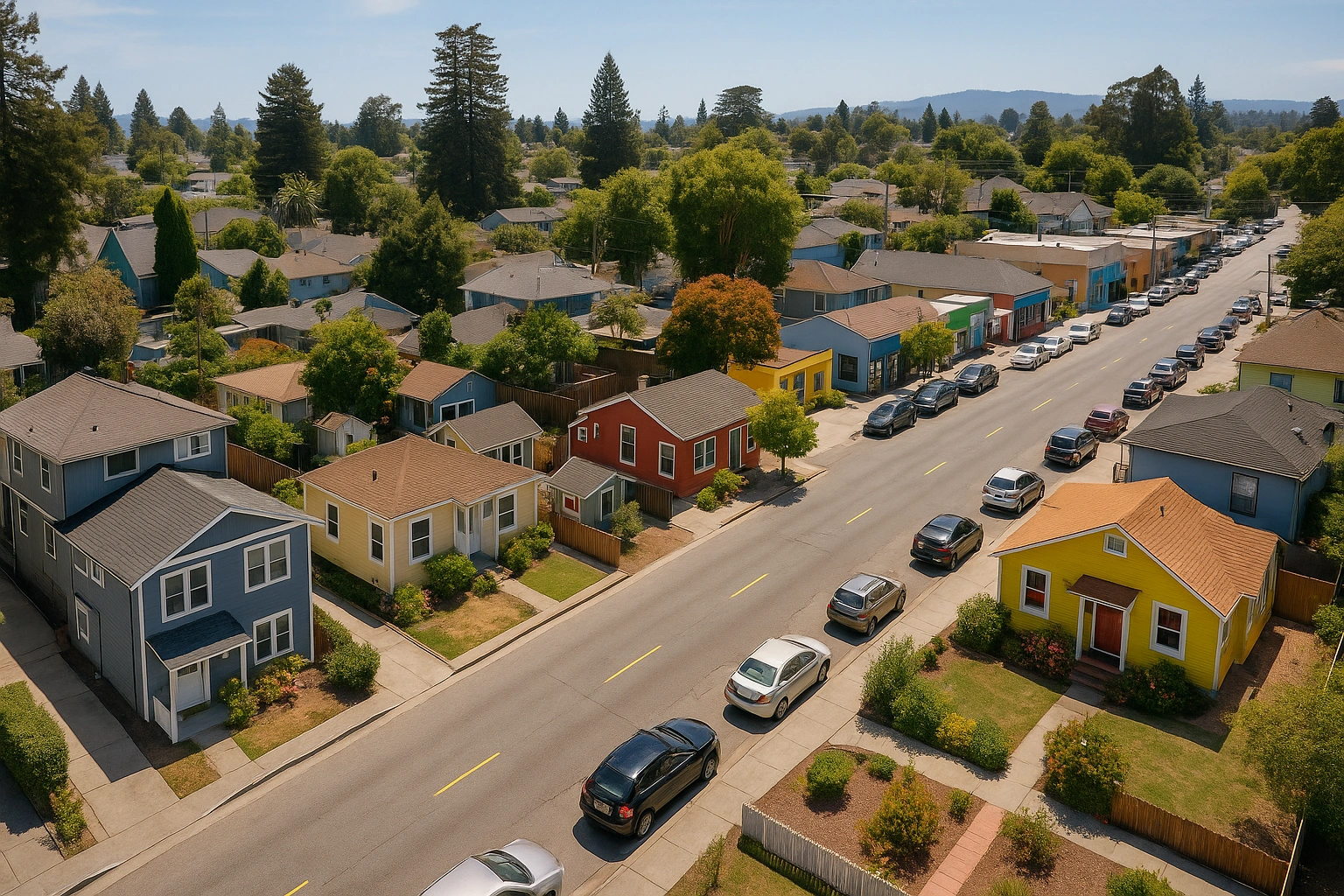 blend of duplexes, ADUs, and small businesses