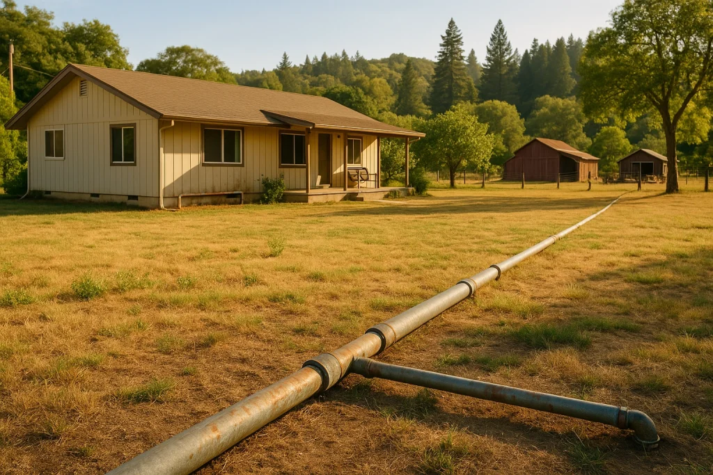 Ranch Home With Long Exposed Plumbing Lines