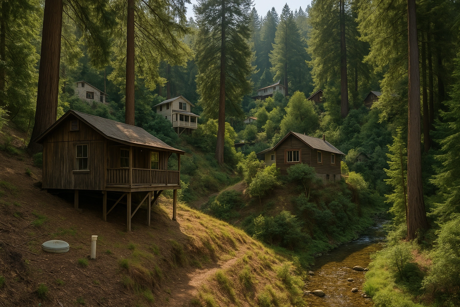 redwood-forested hillside in the San Lorenzo Valley