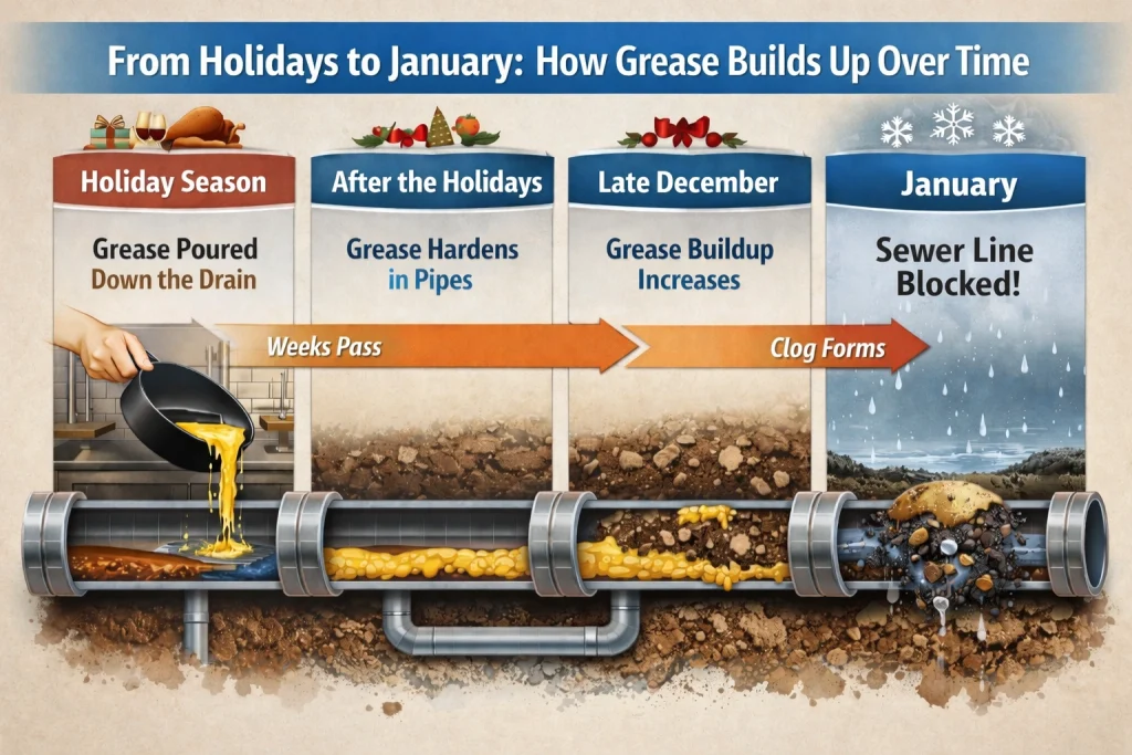 why sewer line blocks in january
