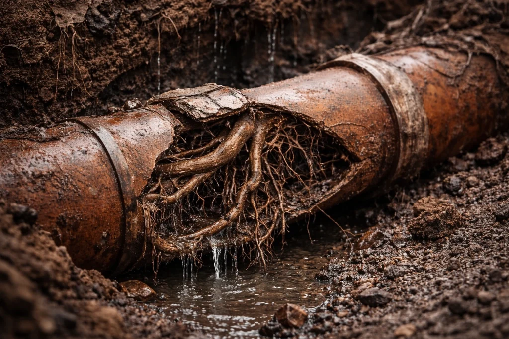 sewer clogs because of tree root
