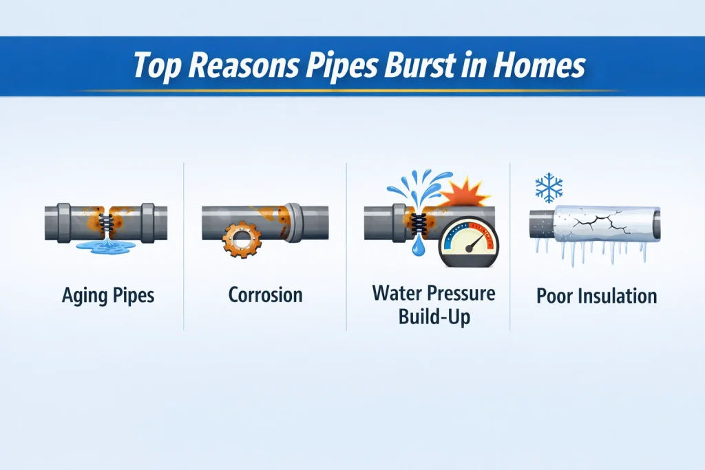 reasons pipes burst in home