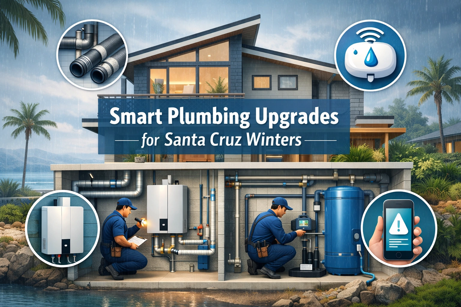 smart plumbing upgrades for Santa Cruz winter including water heater pipe insulation and leak detection