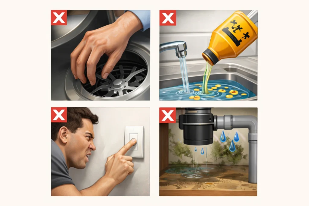 Kitchen hazards and safety warnings