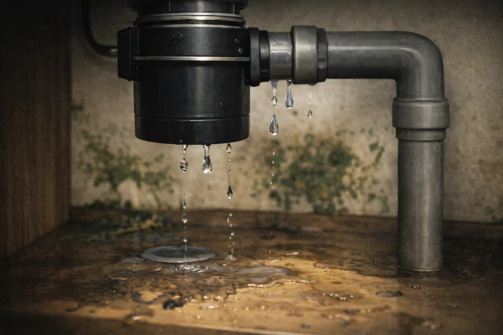 Leaking disposal beneath the sink