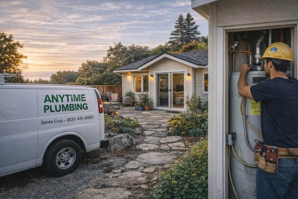 Plumbing service at sunset in Santa Cruz
