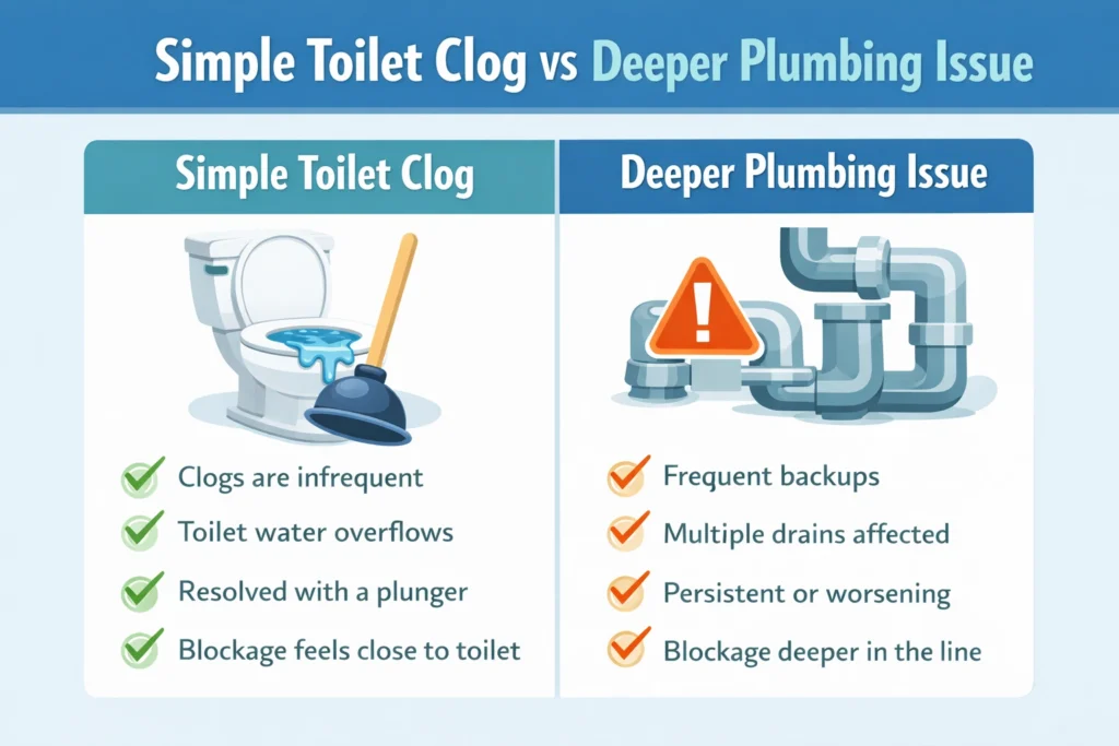 simple toilet clog or deeper plumbing issue