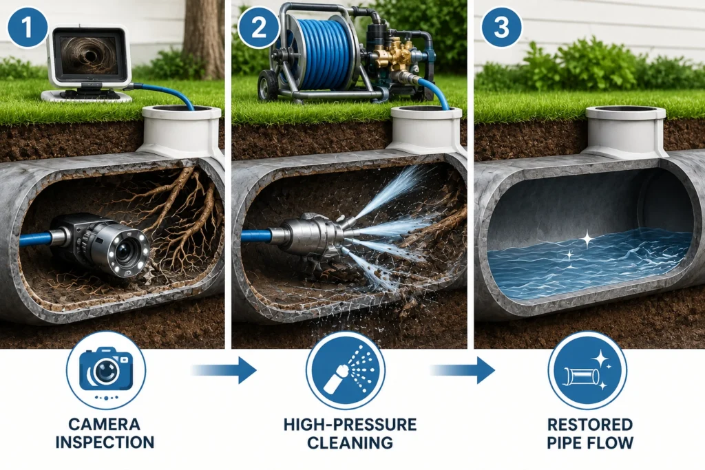 hydro jetting sewers to clean buildup