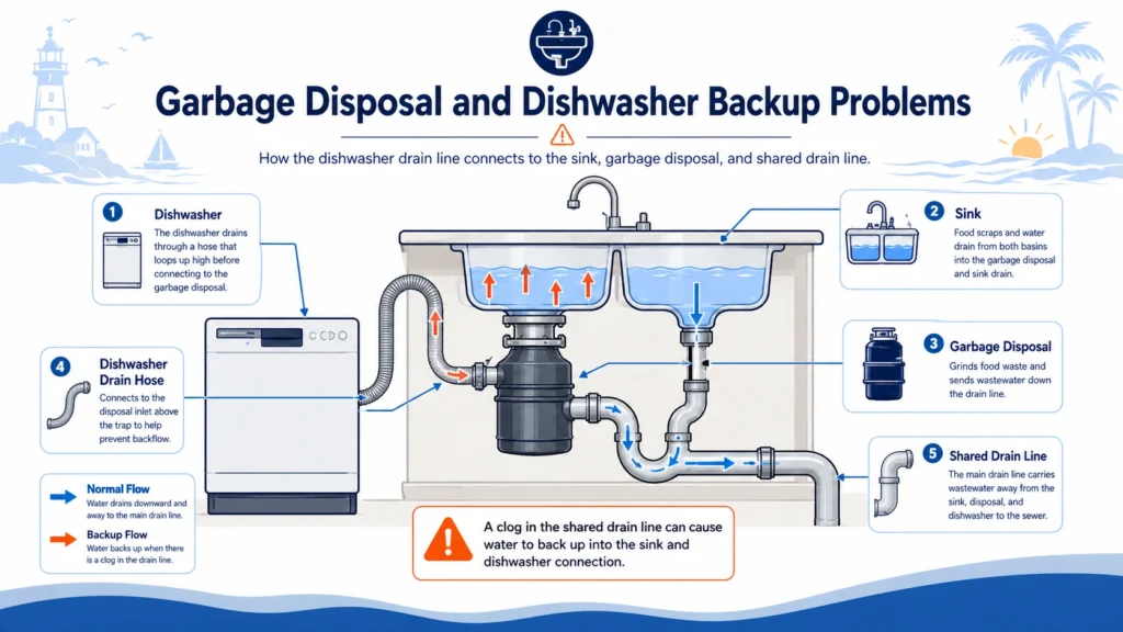garbage disposal and dishwasher backup problems