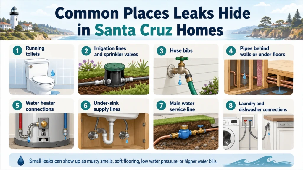Common Places Leaks Hide in Santa Cruz Homes