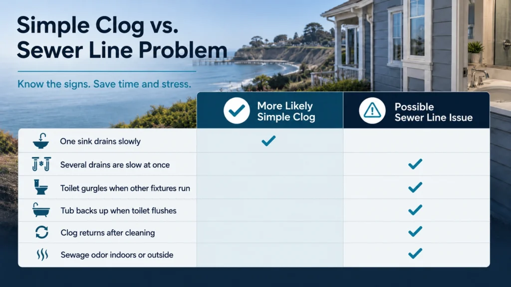 Simple Clog vs. Sewer Line Problem