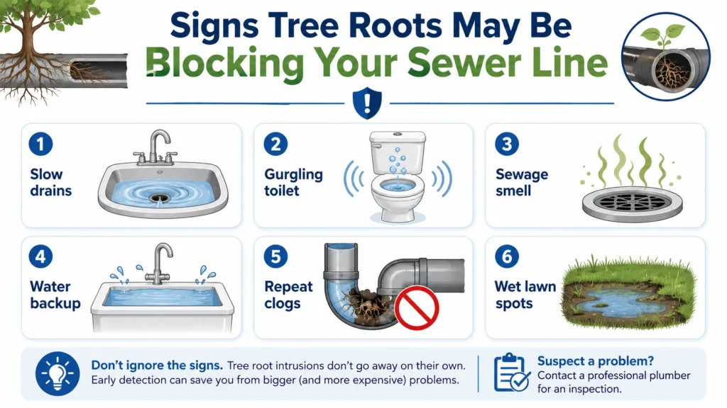 signs tree roots may be blocking the sewer line
