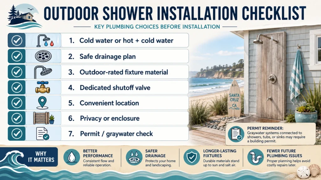 outdoor shower installation checklist