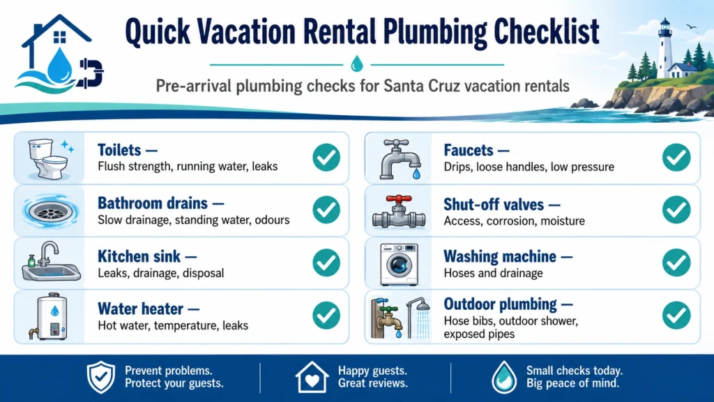 quick vacation rental plumbing checklist
