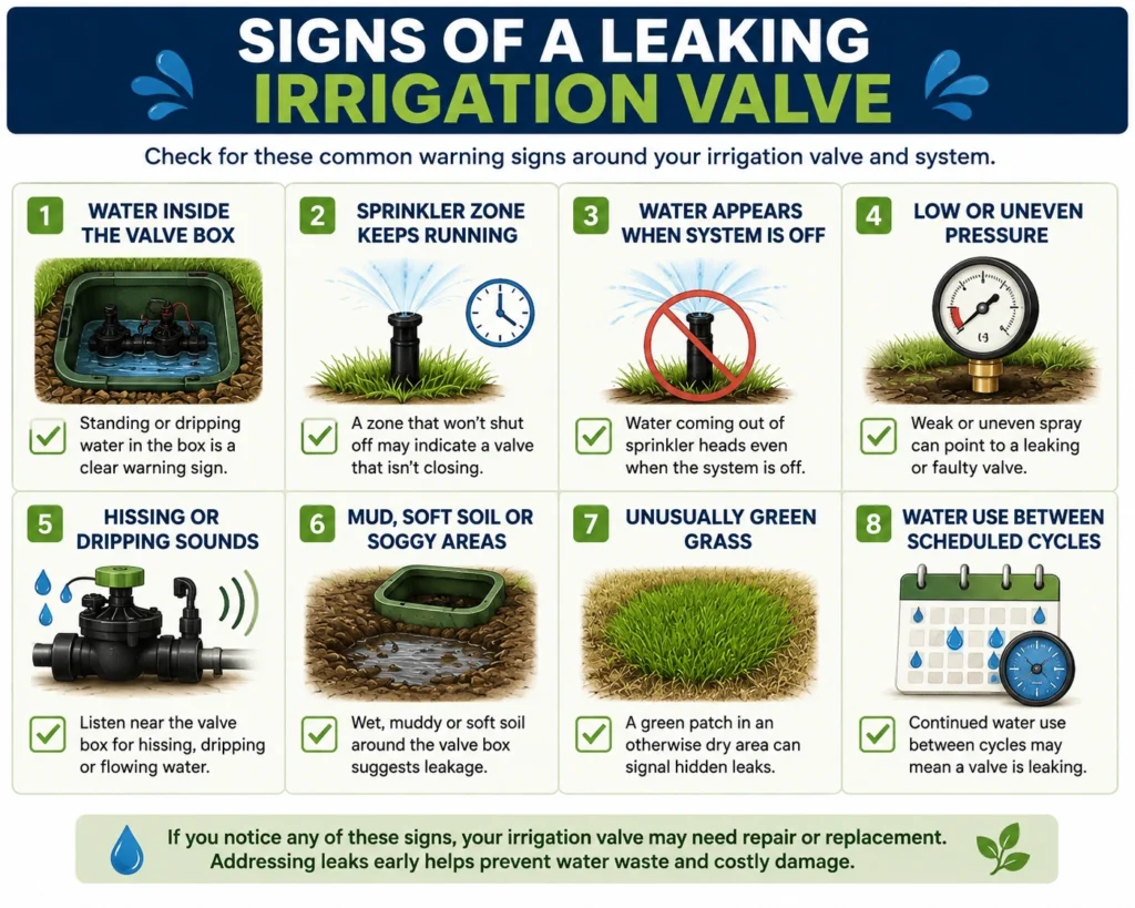 signs of a leaking irrigation valve