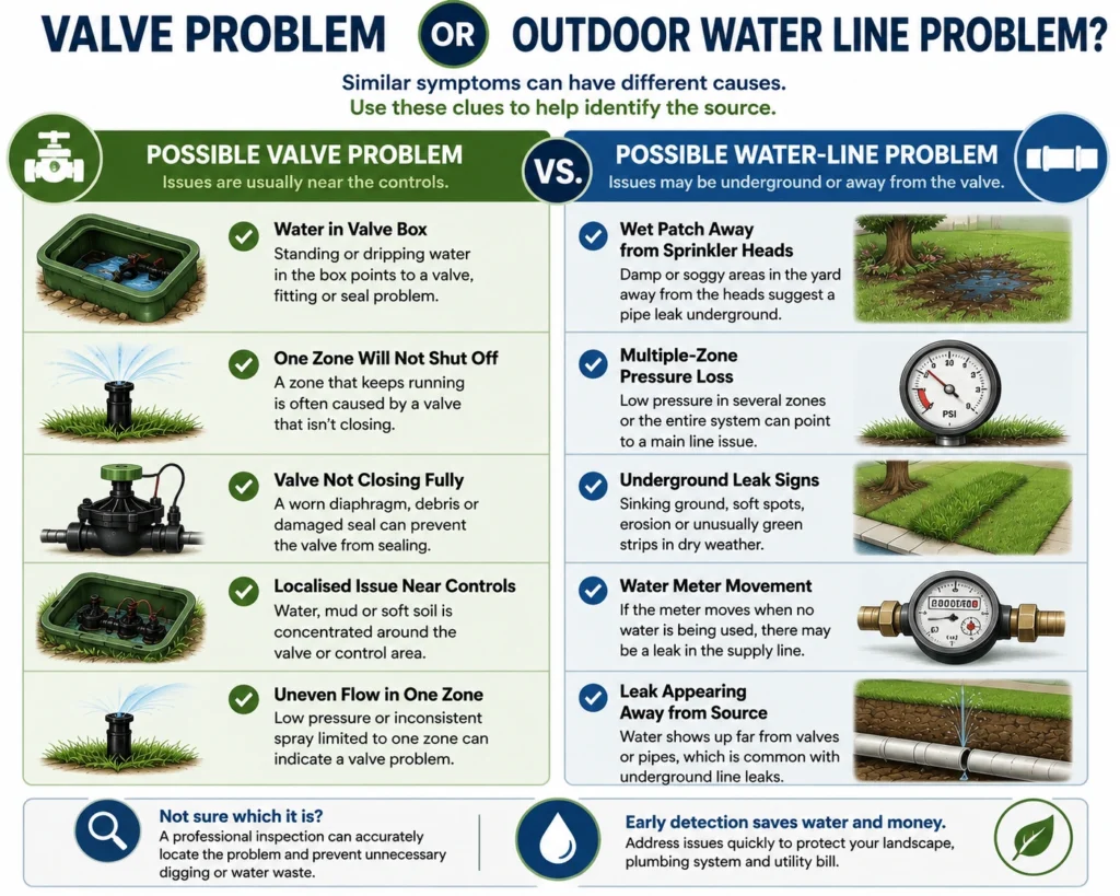 valve problem or outdoor water line problem