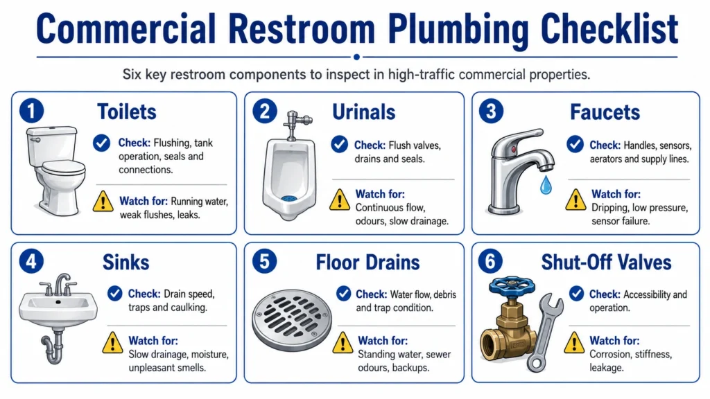 commercial restroom plumbing checklist