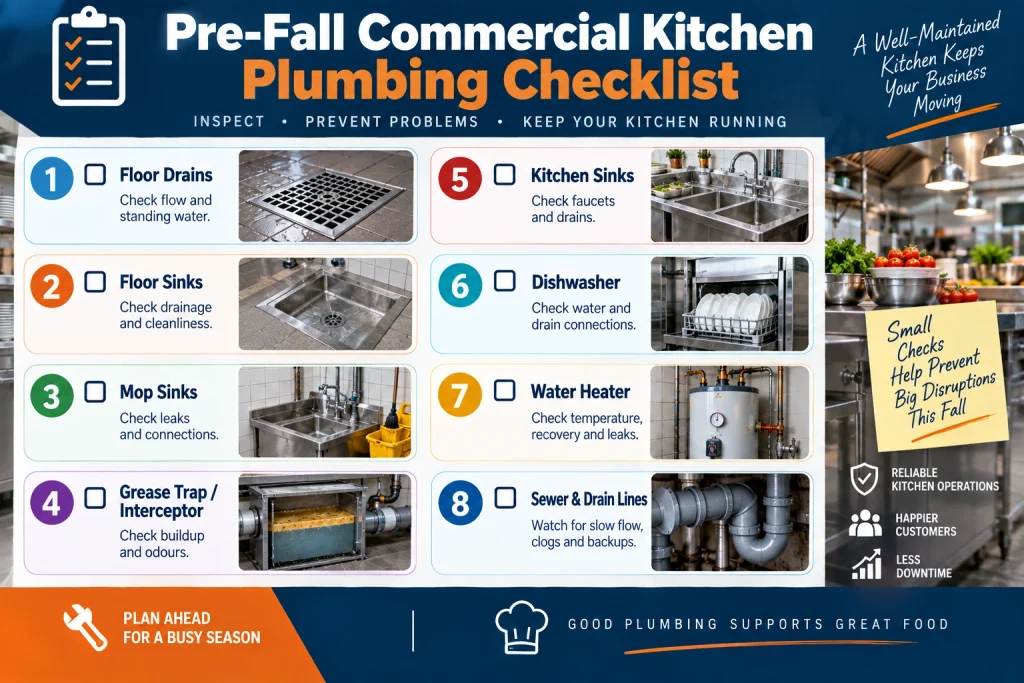 pre fall commercial kitchen plumbing checklist