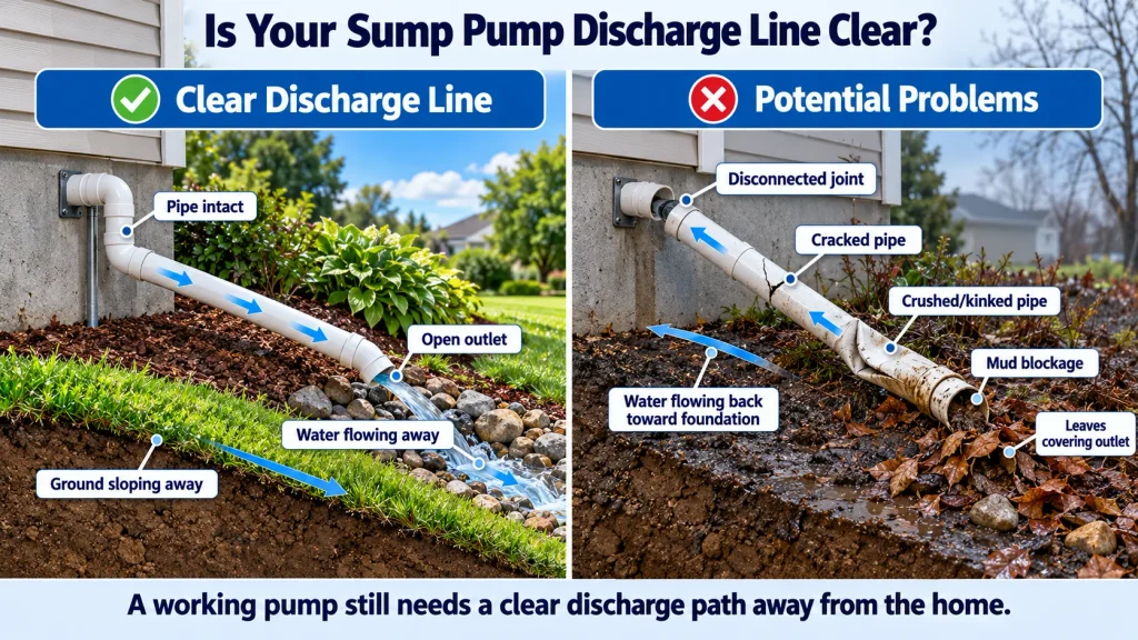 Clear vs Blocked Sump Discharge Lines